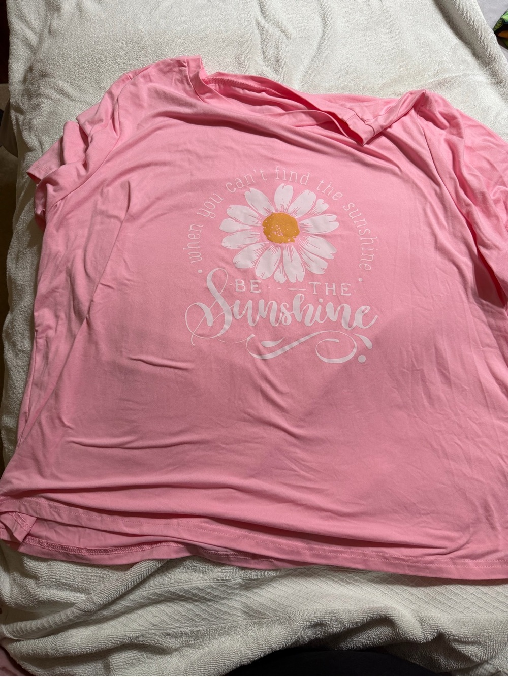 Pink Short Sleeve Tee with Daisy 'Be the Sunshine' Graphic